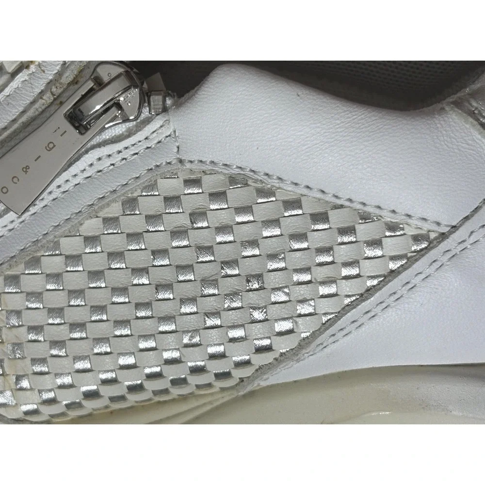 Igi&Co Woven Leather White Metallic Comfort Sneakers‎ Italy sz 9